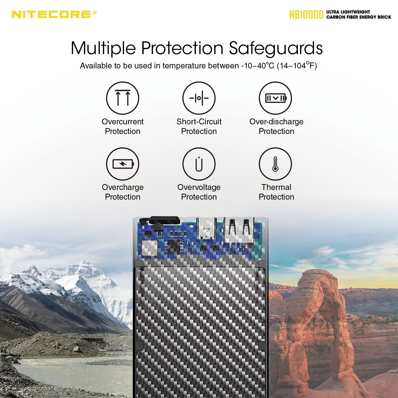NITECORE NB10000 QC Dobbel port USB-C 10000mAh Powerbank Lettvekts hurtiglading