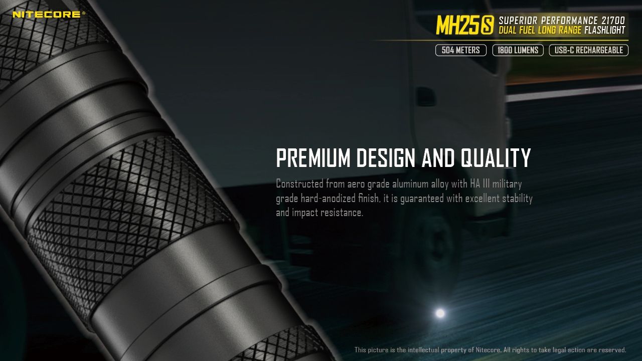 Nitecore MH25S Lommelykt 1800 Lumen USB-C Oppladbar LED Høy Lysstyrke for Utendørseventyr og Reparasjon