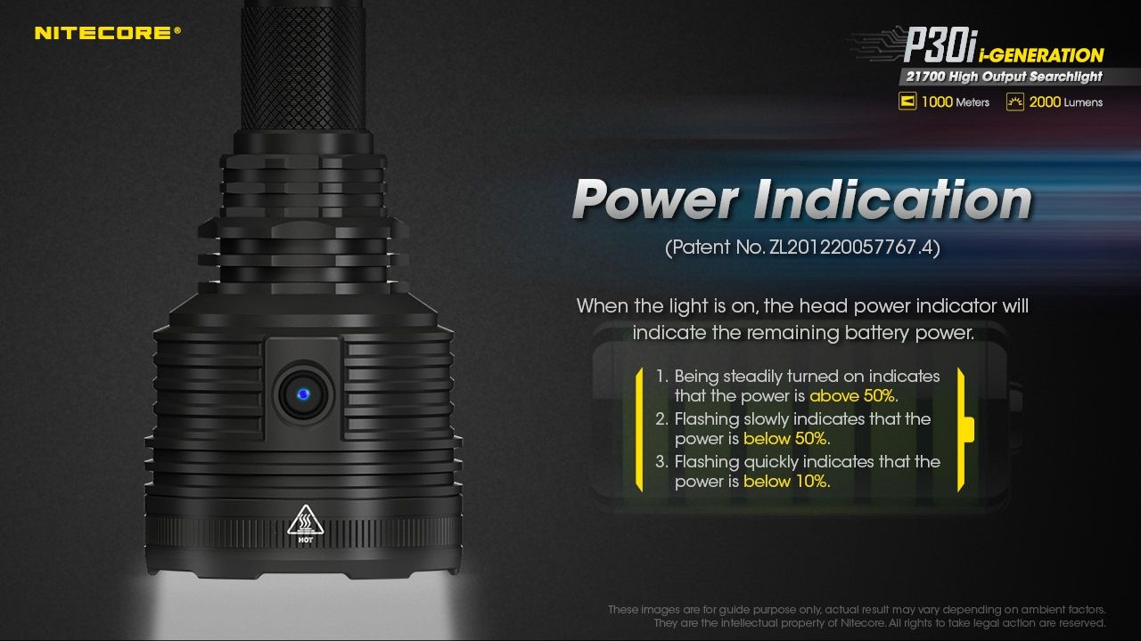 Utforsk Nitecore P30i taktisk lommelykt XHP35 HI LED 2000 lumen med 1000 meters stråle, robust utendørsbelysning