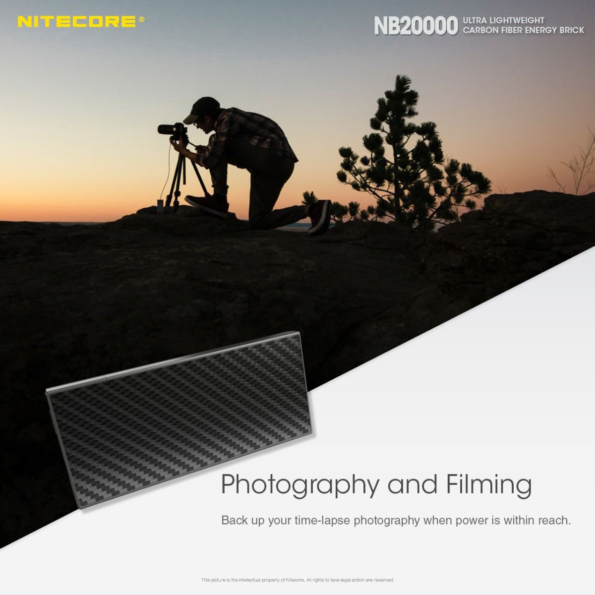 Nitecore NB20000 QC dobbel port 20000mAh powerbank lett hurtiglading USB USB-C smarttelefonlader