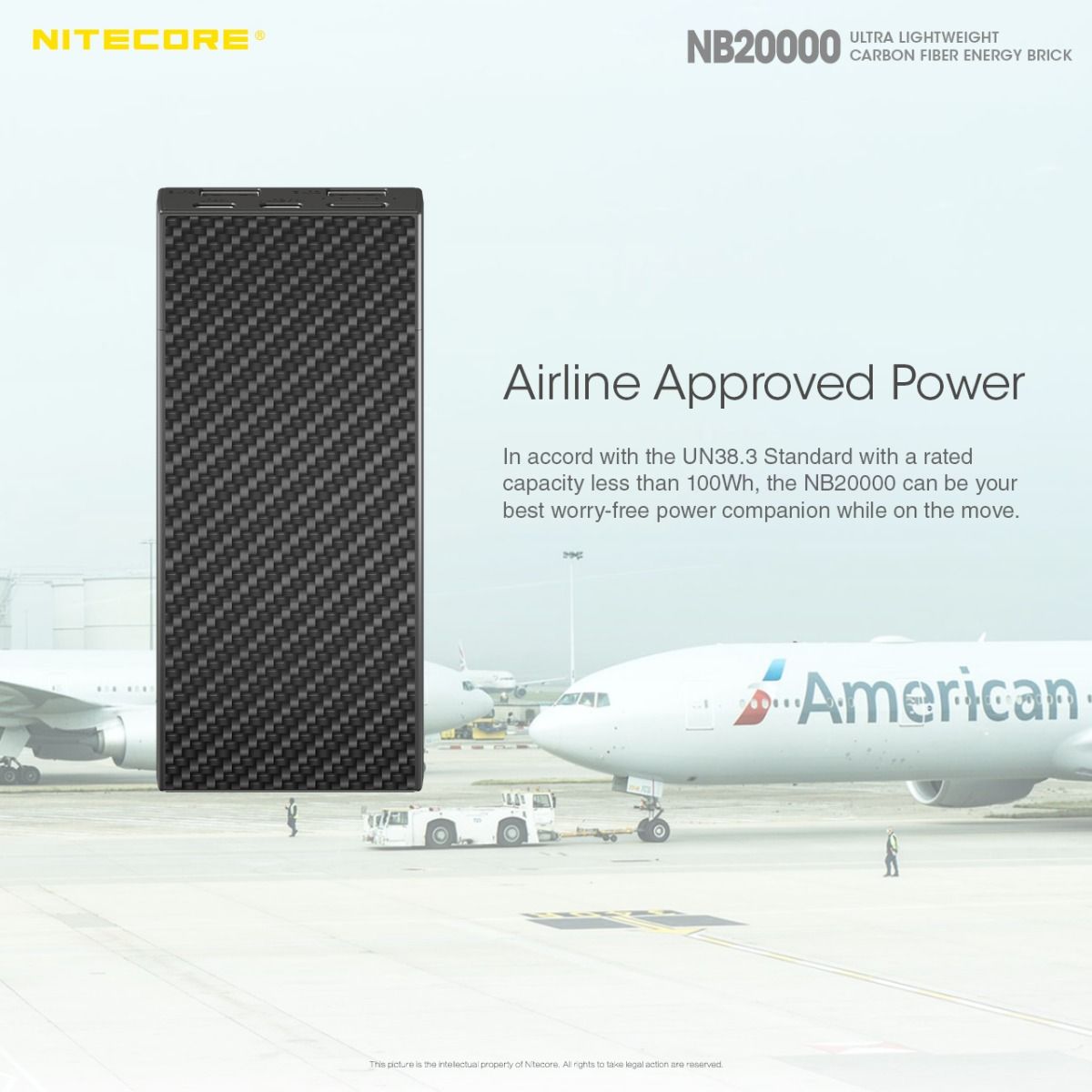 Nitecore NB20000 QC dobbel port 20000mAh powerbank lett hurtiglading USB USB-C smarttelefonlader