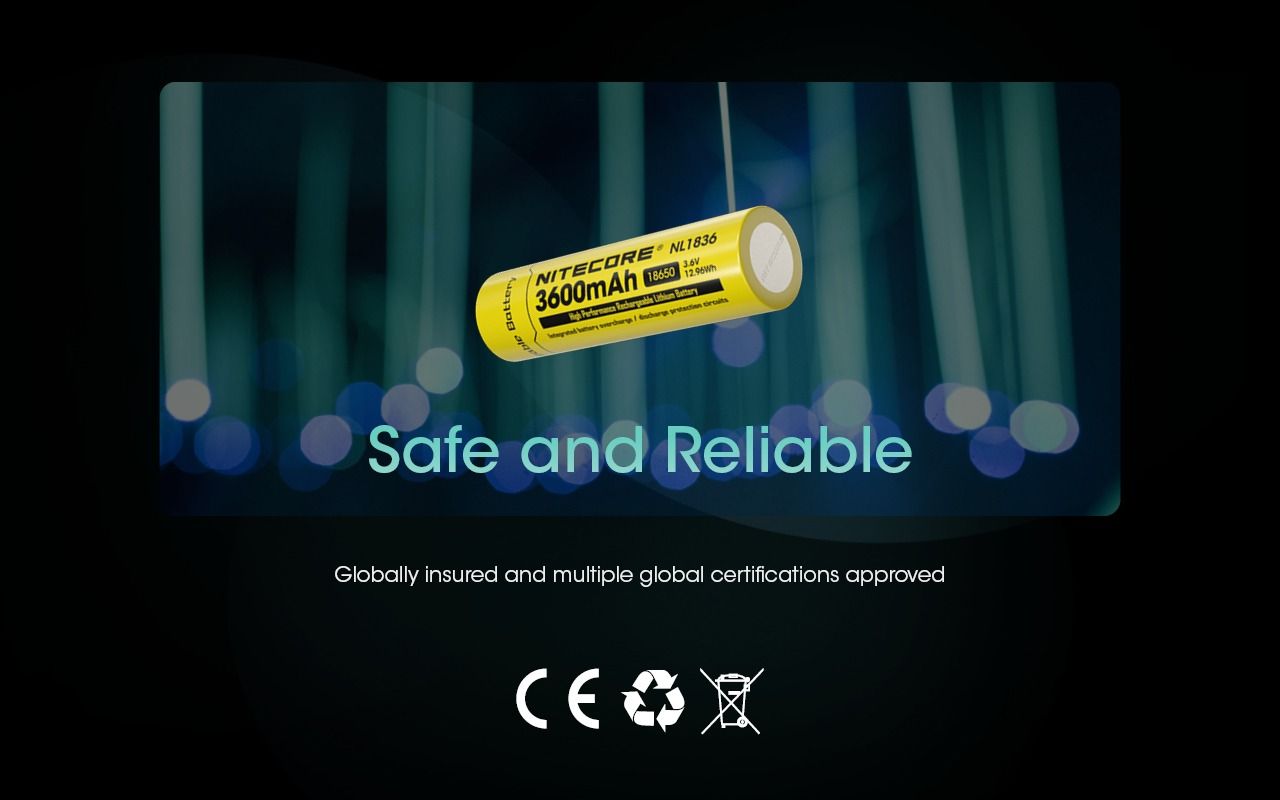 Nitecore 18650 NL1836 3600mAh Li-ion oppladbart batteri