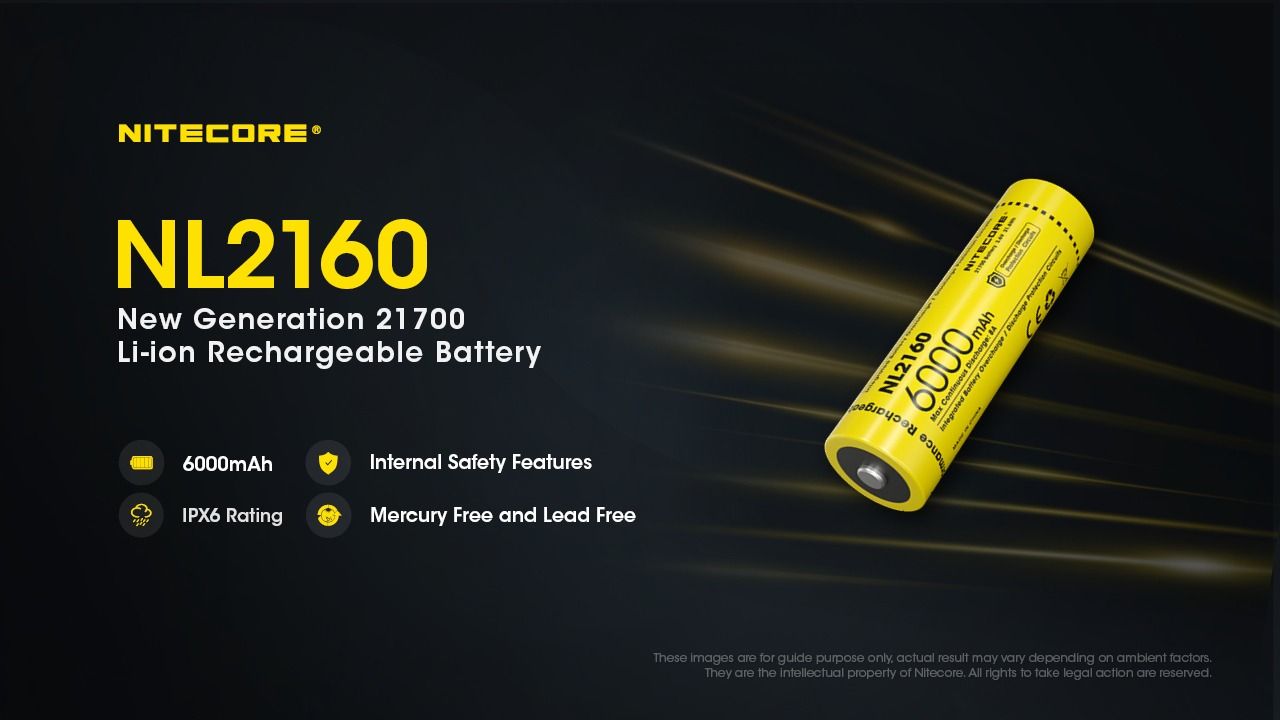NITECORE NL2160 21700 Li-ion batteri 6000mAh for høyytelses lommelykter digitalkamera holdbar ytelse