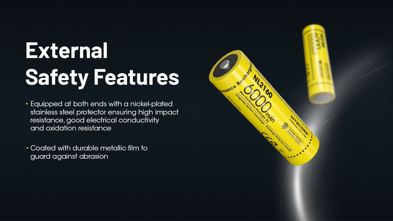 NITECORE NL2160 21700 Li-ion batteri 6000mAh for høyytelses lommelykter digitalkamera holdbar ytelse