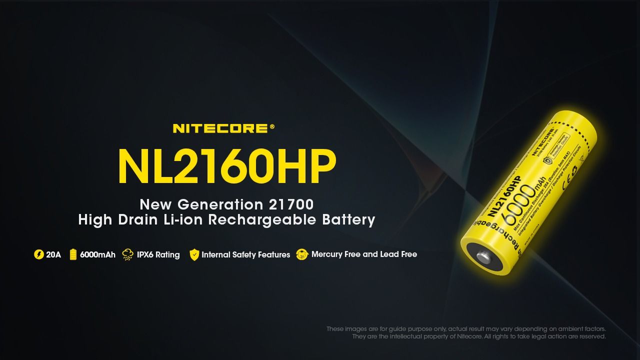 NITECORE NL2160HP 6000mAh 3.6V 18Wh USB-C Li-ion oppladbart batteri høy kapasitet kompakt og portabel