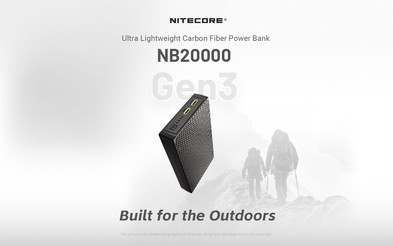 Oppdag Nitecore NB20000 gen3 lettvekt 20000mAh powerbank med dual USB-C QC-støtte perfekt bærbar lader