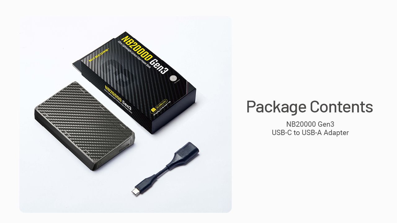 Oppdag Nitecore NB20000 gen3 lettvekt 20000mAh powerbank med dual USB-C QC-støtte perfekt bærbar lader