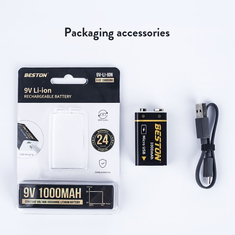 Beston 9V 1000mAh li-ion oppladbart batteri USB lading for RC helikopter mikrofon høy kapasitet og miljøvennlig