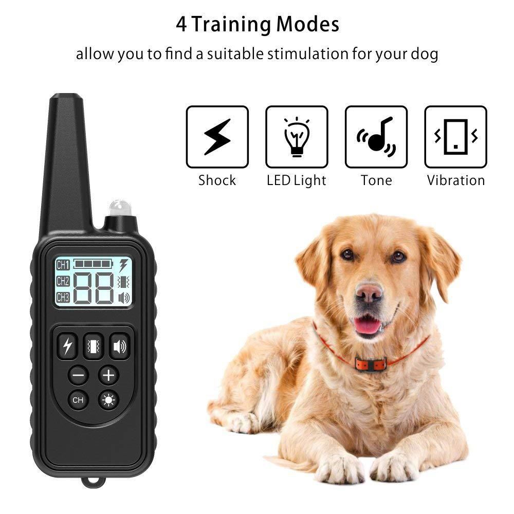 2019 NYTT Elektrisk Hundetreningshalsbånd med Fjernkontroll Justerbare Nivåer Vanntett Effektiv Hundetrening