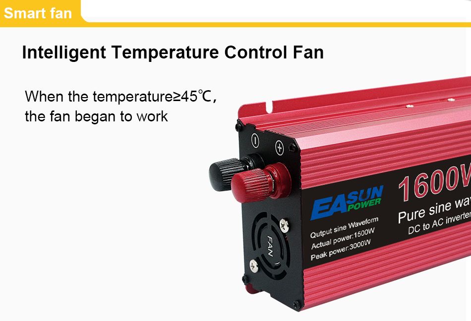 Ren sinusbølge inverter 3000W 2200W 1600W 1000W Holdbart aluminium-magnesium design Høy effektivitet Campingkraft