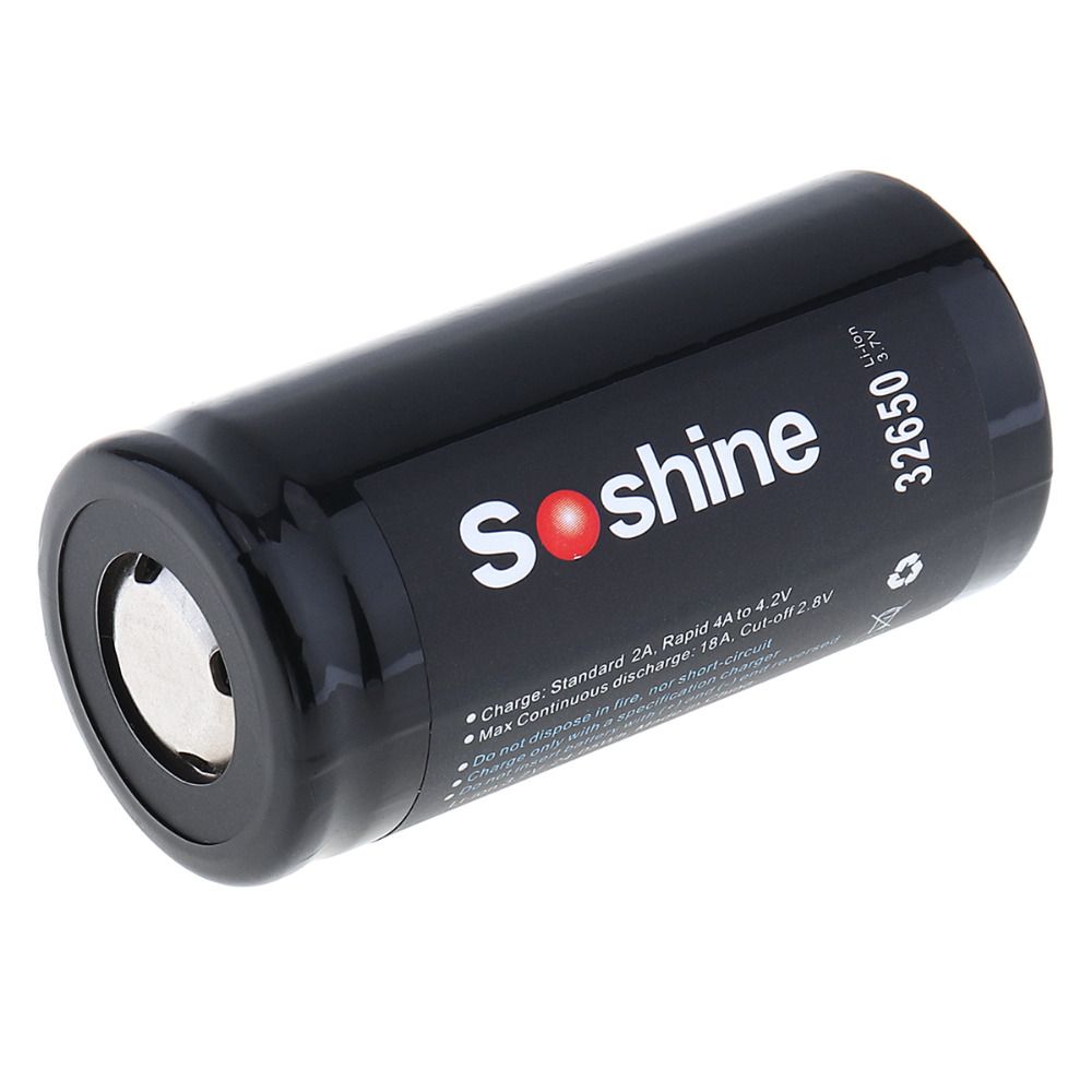 Soshine 6500mAh 3.7V 32650 Lithium batteri med høy energitetthet lang levetid perfekt for verktøy og duppeditter