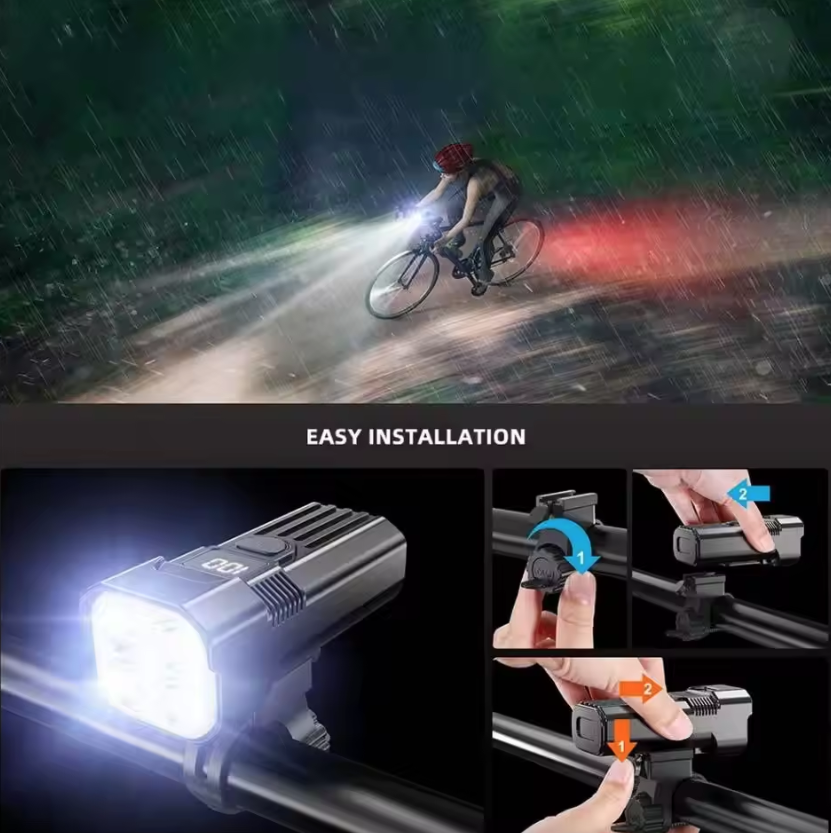 USB-C oppladbart sykkellys foran LED frontlys for sykkel MTB landeveissykkel hodelykt enkelt å installere sykkeltilbehør