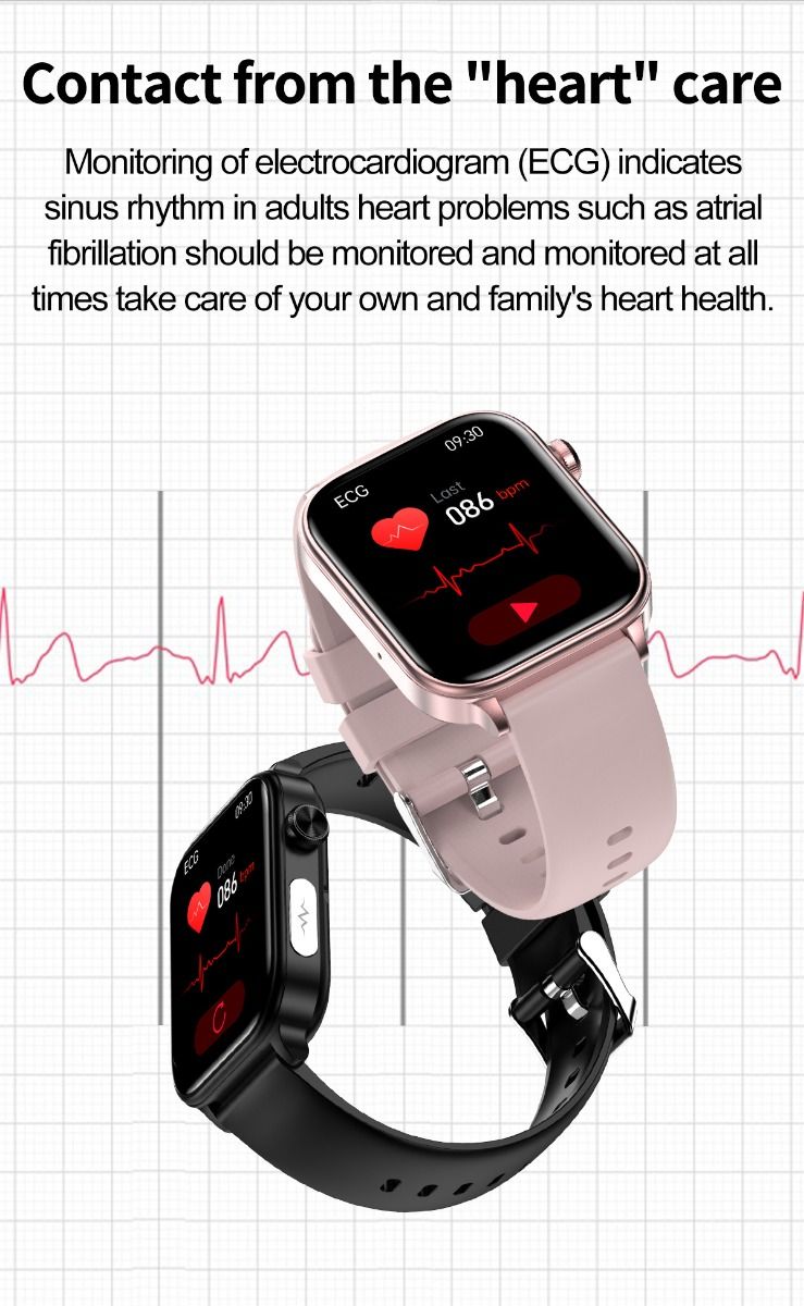 ET570 Blodsukker Smartklokke med EKG, puls og blodtrykk