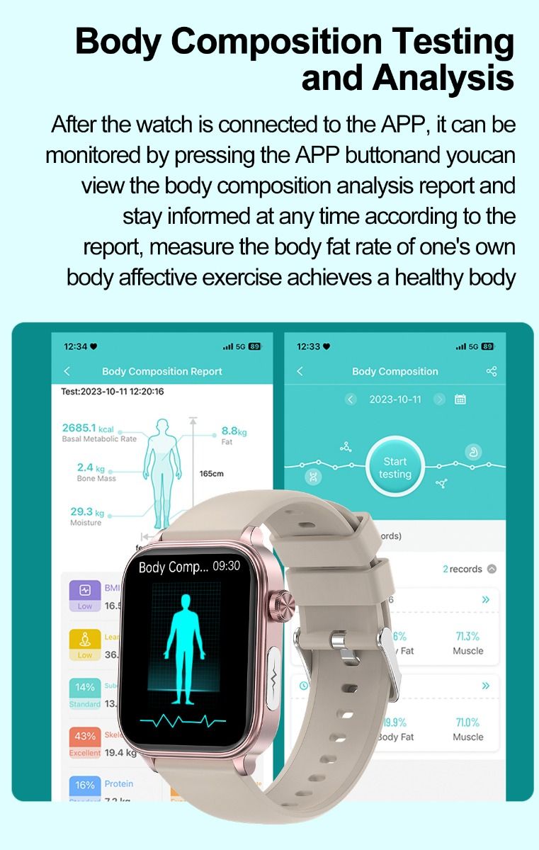 ET570 Blodsukker Smartklokke med EKG, puls og blodtrykk