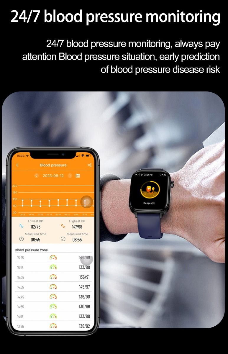 ET570 Blodsukker Smartklokke med EKG, puls og blodtrykk