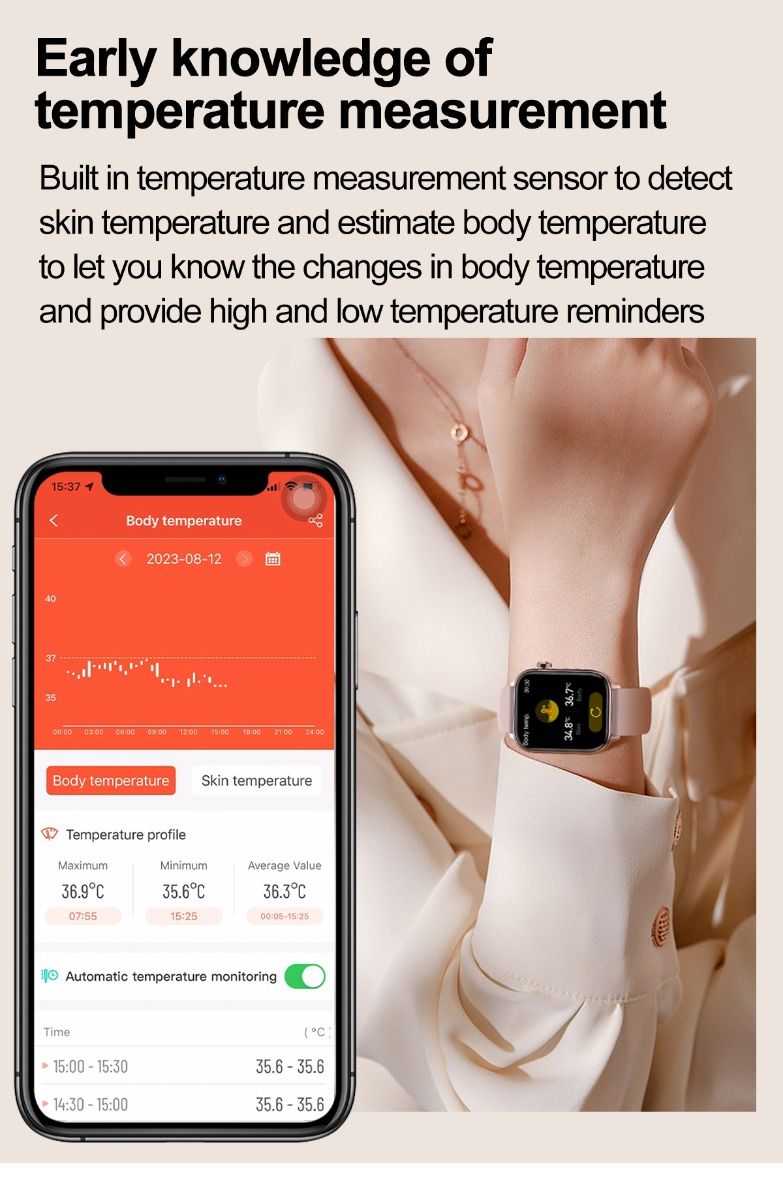ET570 Blodsukker Smartklokke med EKG, puls og blodtrykk
