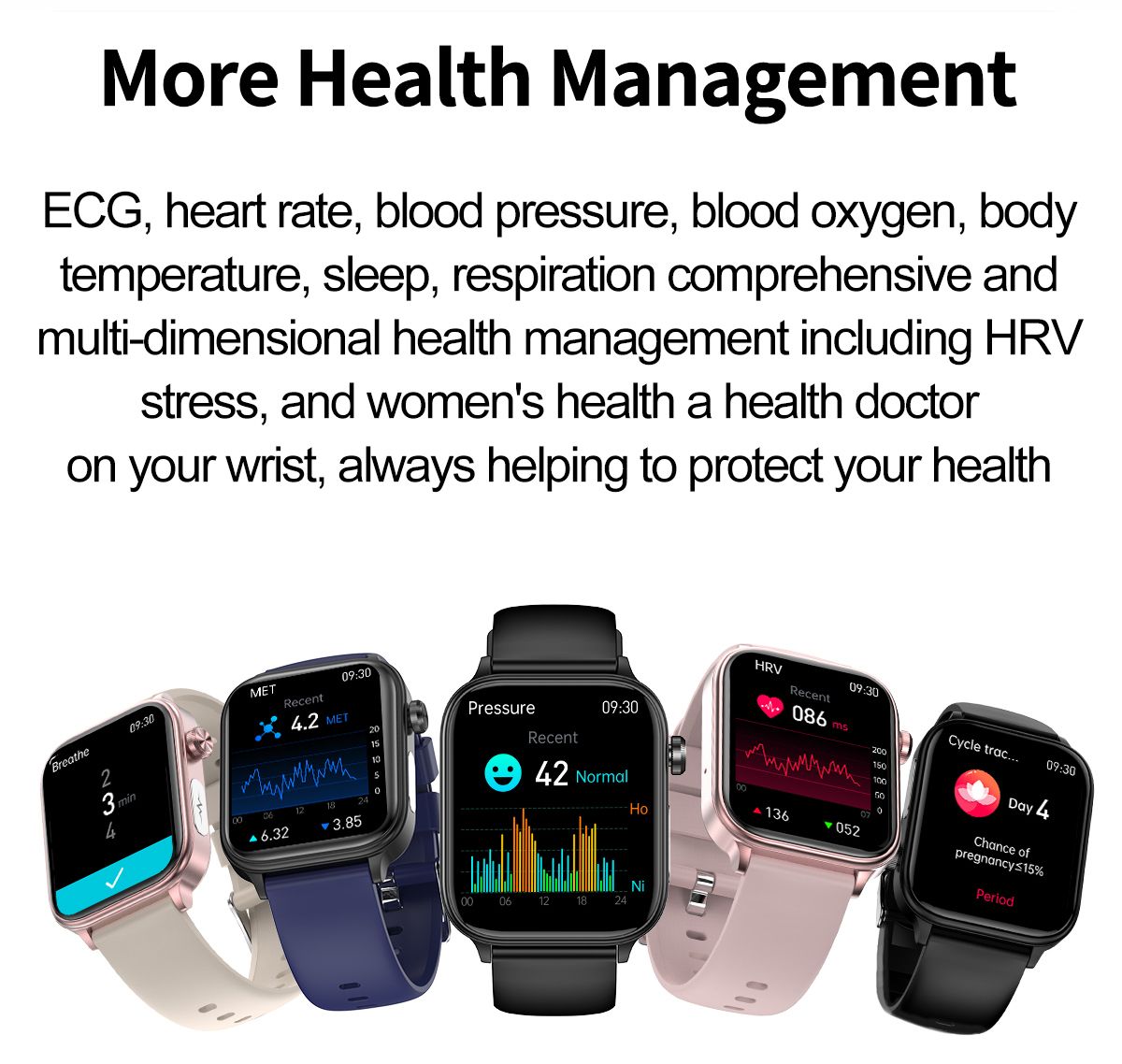 ET570 Blodsukker Smartklokke med EKG, puls og blodtrykk