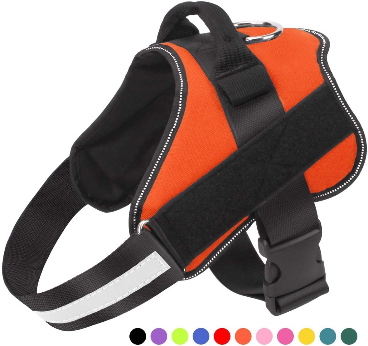 Trekkfri refleksvest for hund med håndtak og justerbar sele for mellomstore raser – komfortabelt turutstyr