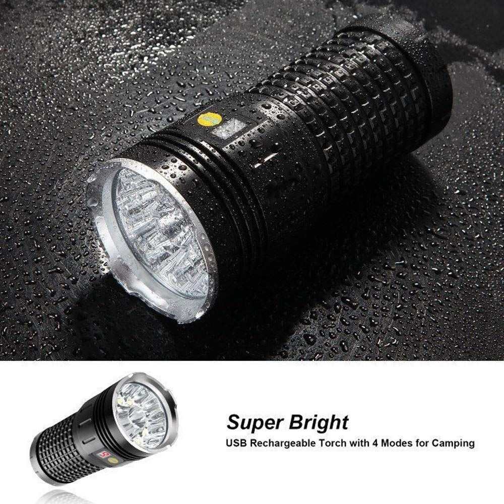 SKY RAY LED-lommelykt 15000 lumen oppladbar USB Type-C Perfekt for camping og hjemmereparasjoner