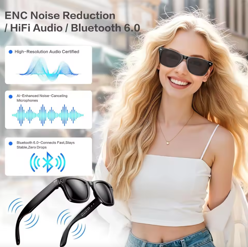 8MP AI Camera Smart Glasses with Translation, Recording, Waterproof, and Color-Changing