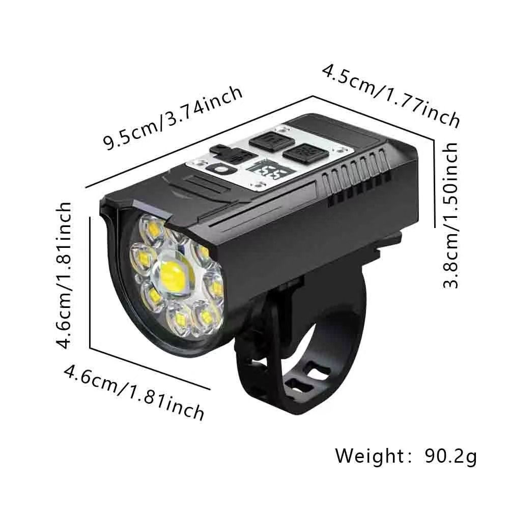 Sykkel frontlys 9 LED, Type-C oppladbar, vanntett sykkellys