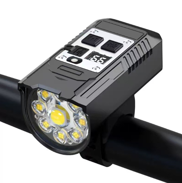 Sykkel frontlys 9 LED, Type-C oppladbar, vanntett sykkellys