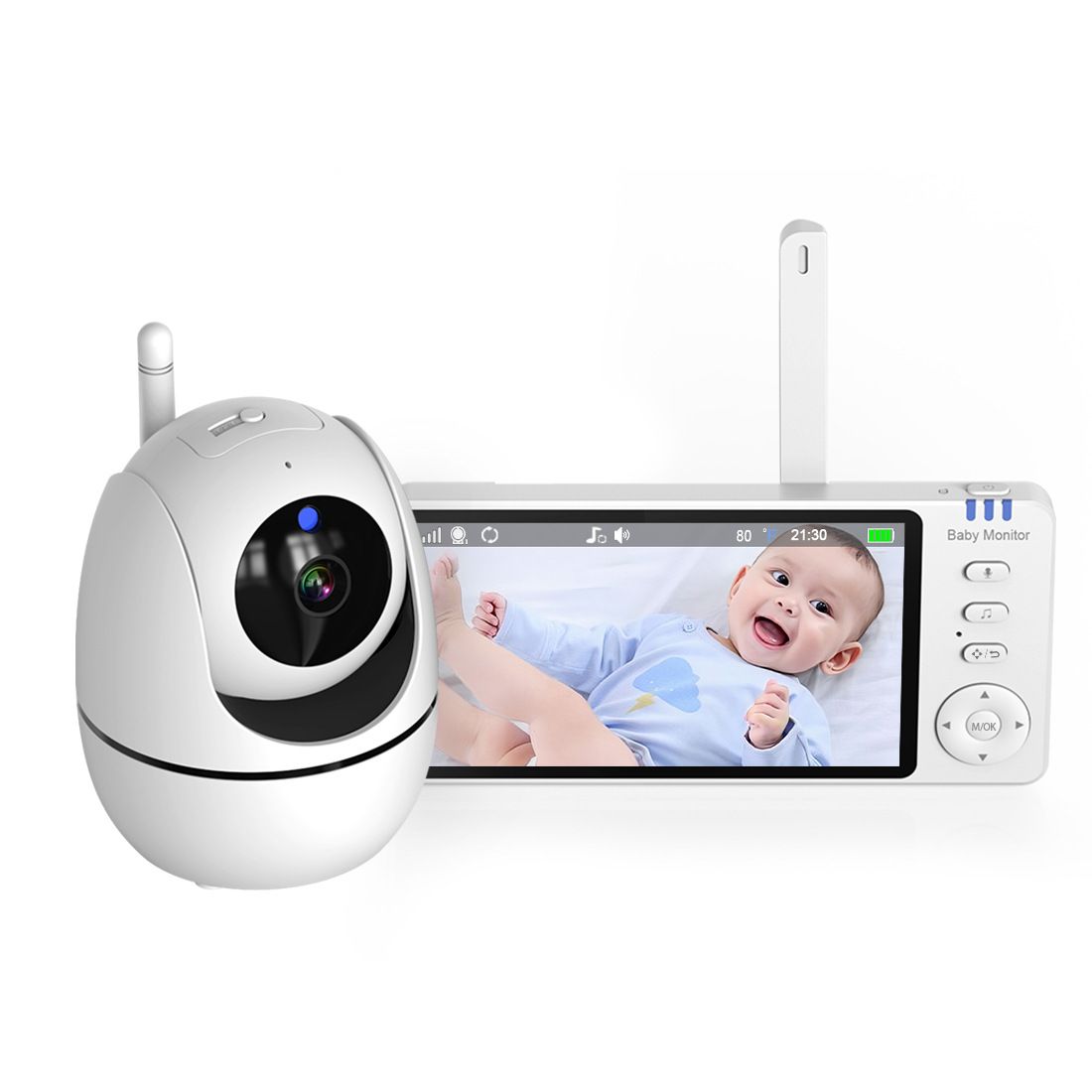 ABM501 Videobabymonitor 2.4G trådløs 5.0 tommer LCD nattsyn toveislyd for familiesikkerhet