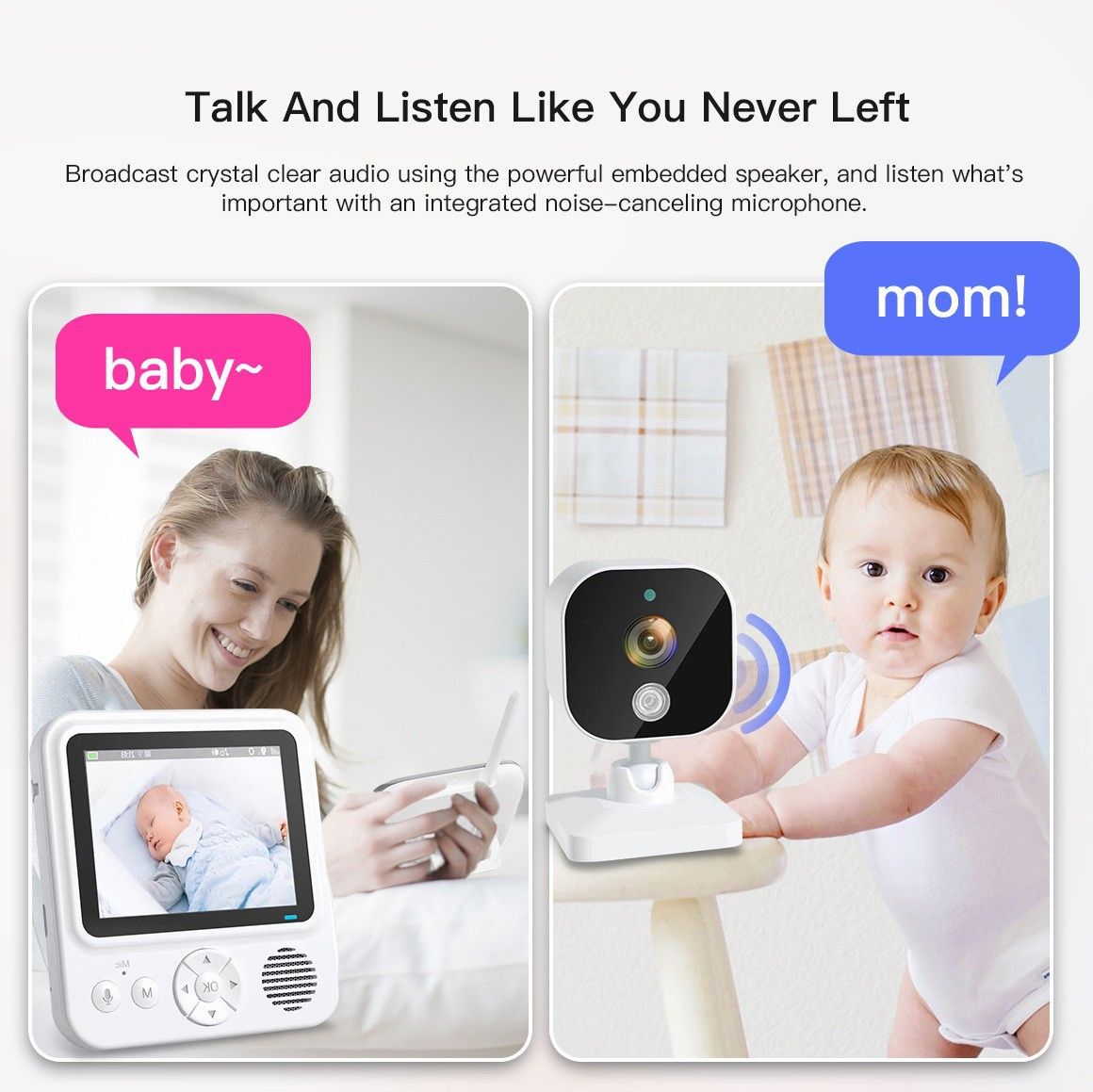 Opplev trygghet med AMB900 2.8 tommers videobabyovervåker med 720P HD nattvisjon og toveis intercom