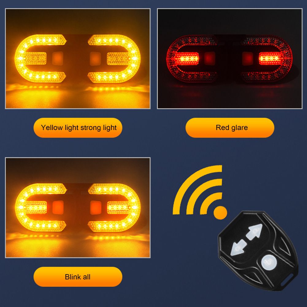 USB-oppladbar sykkelbaklys med retningssignal, LED-sykkellykt - sikkerhetstilbehør for syklistens synlighet