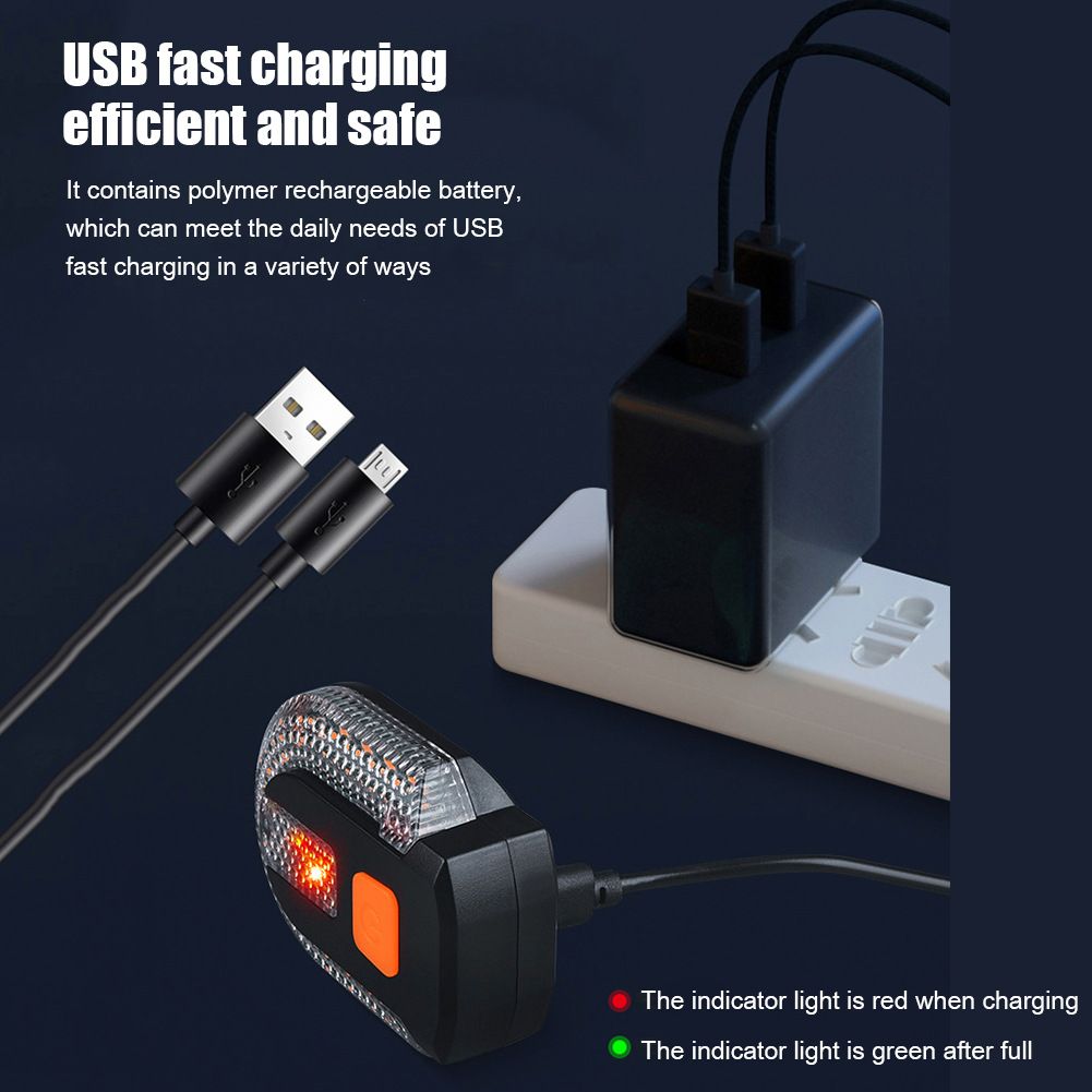 USB-oppladbar sykkelbaklys med retningssignal, LED-sykkellykt - sikkerhetstilbehør for syklistens synlighet