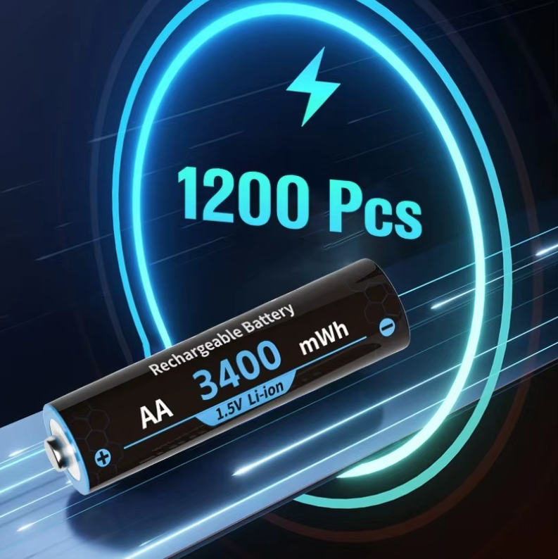 Oppladbare AA-batterier litium med lader,8 Pack 1.5V 3000mWh AA-batteri oppladbart,Langvarige Pilas Recargables litium-ion AA-batteri med ladeoppbevaringsboks
