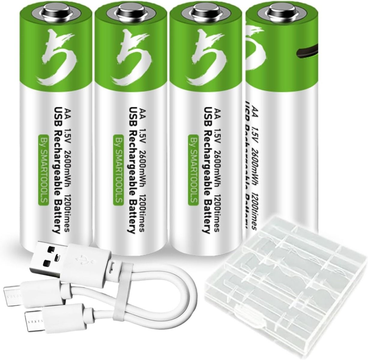 Oppladbare AA batterier Type-C, 2600mWh 1.5V – Bærekraftig strøm for all din elektronikk