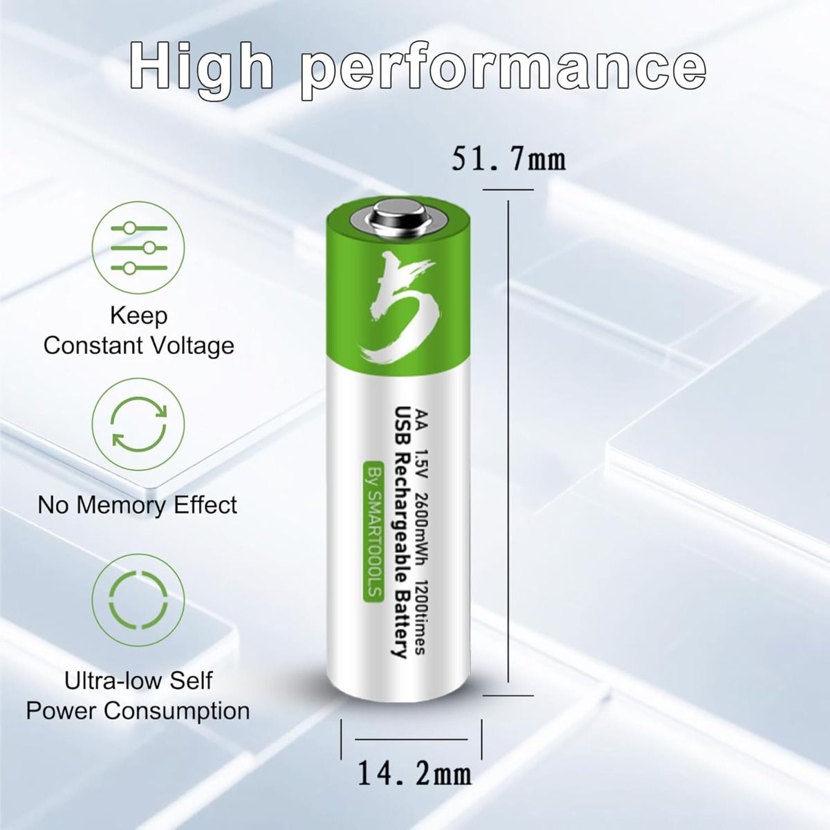 4 stk AA-batteri, AA-batterier, USB/Type-C oppladbart AA-batteri