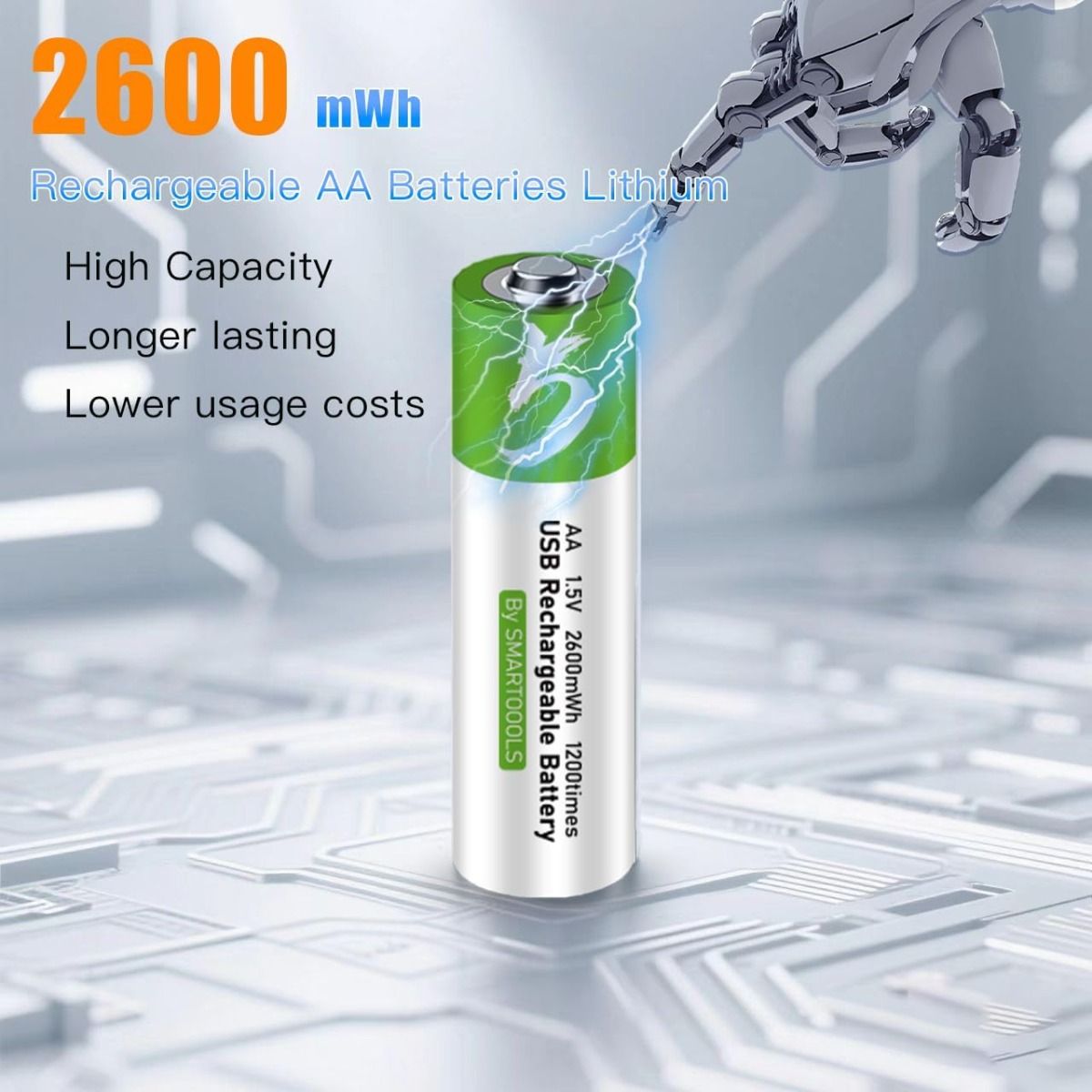 4 stk AA-batteri, AA-batterier, USB/Type-C oppladbart AA-batteri