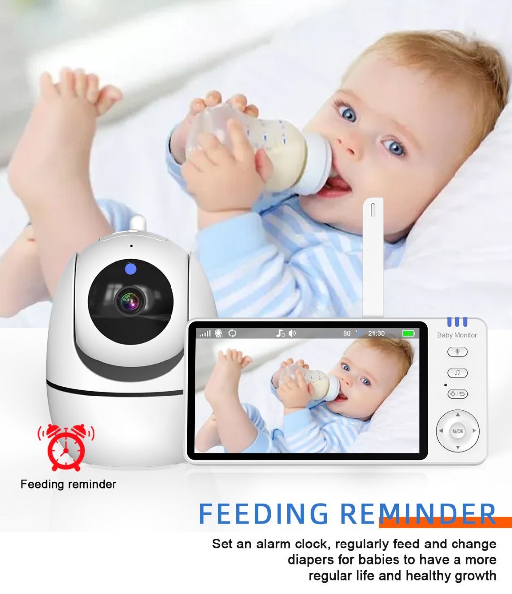 ABM501 Videobabymonitor 2.4G trådløs 5.0 tommer LCD nattsyn toveislyd for familiesikkerhet