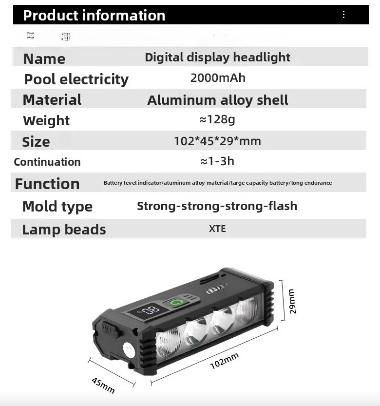 ACRUNU LED-sykkellys USB-oppladbart Sykkellys - 4 moduser Sykkelhodelykt