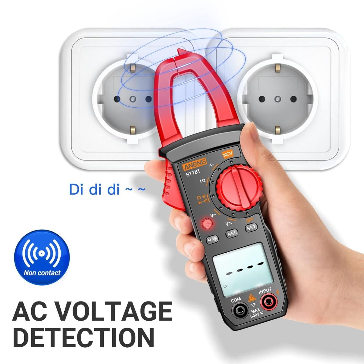 ANENG ST180 Digitalt Tangamperemeter Multimeter Tester 4000 tellinger med NCV Amp Ohm Volt måler AC-strøm, AC/DC-spenning, kapasitans, motstand, dioder, kontinuitet, frekvens, bakgrunnsbelysning elektrikerverktøy