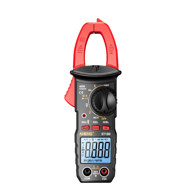 ANENG ST180 Digitalt Tangamperemeter Multimeter Tester 4000 tellinger med NCV Amp Ohm Volt måler AC-strøm, AC/DC-spenning, kapasitans, motstand, dioder, kontinuitet, frekvens, bakgrunnsbelysning elektrikerverktøy