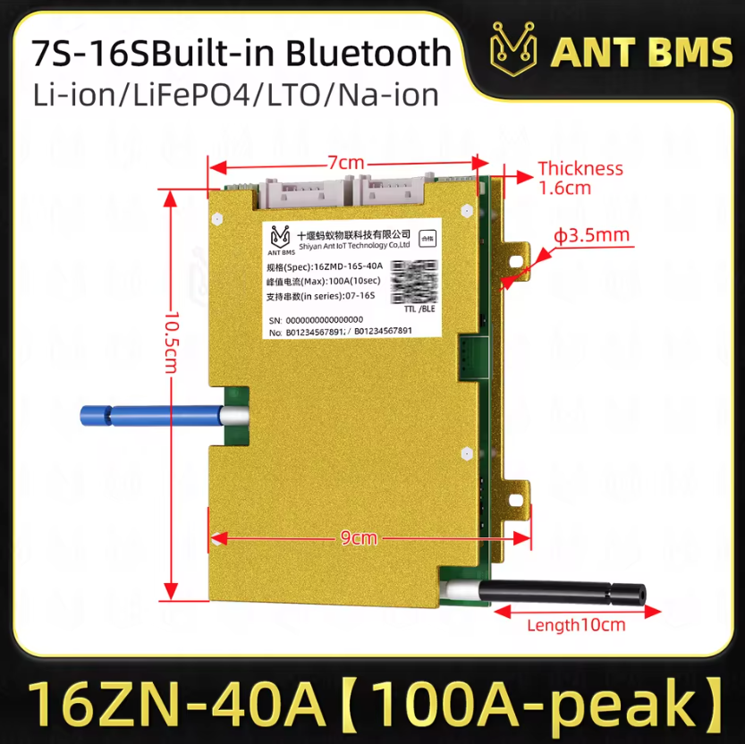 ANT Smart BMS 4S-24S LiFePO4/Li-ion Bluetooth BMS for Elsykkel, El-scooter – Balanse Batteristyringssystem