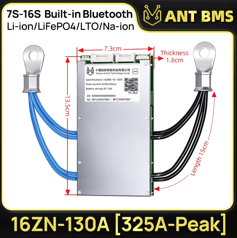 ANT Smart BMS 4S-24S LiFePO4/Li-ion Bluetooth BMS for Elsykkel, El-scooter – Balanse Batteristyringssystem