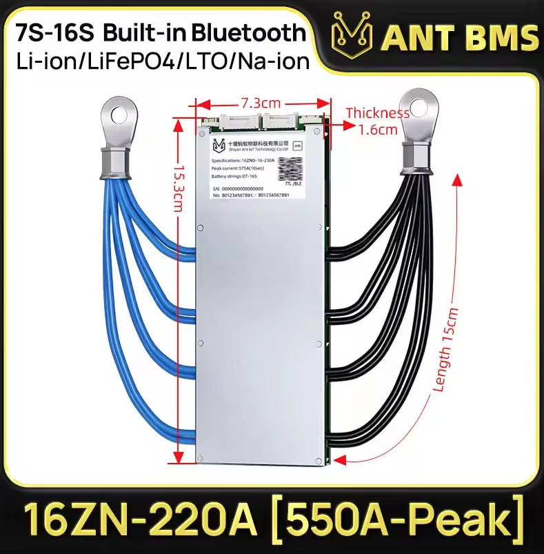 ANT Smart BMS 4S-24S LiFePO4/Li-ion Bluetooth BMS for Elsykkel, El-scooter – Balanse Batteristyringssystem