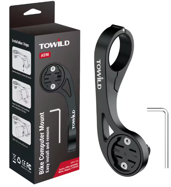 TOWILD AS90 Sykkelstyre Forlenget Brakett Sykkelhodelykt Monteringsstang Computerholder Lykt Lampe Støttestativ Fiberstativ