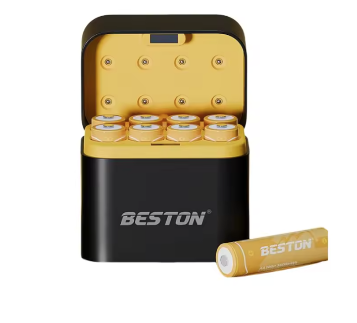 Beston Smart Batterilader 8 spor | Rask Lading for 1.5V AA Litiumbatterier 3600mWh | Batterisett