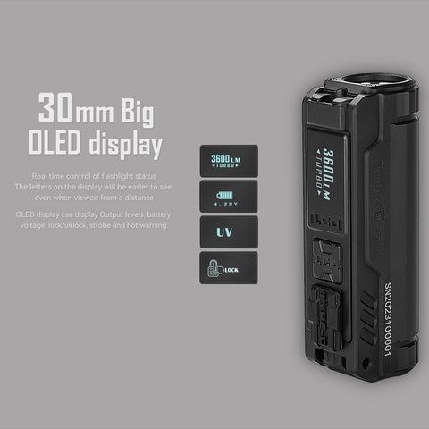 IMALENT BL50 3600 Lumens EDC Lommelykt Kompakt Type-C Oppladbar med OLED-skjerm for Utendørseventyr