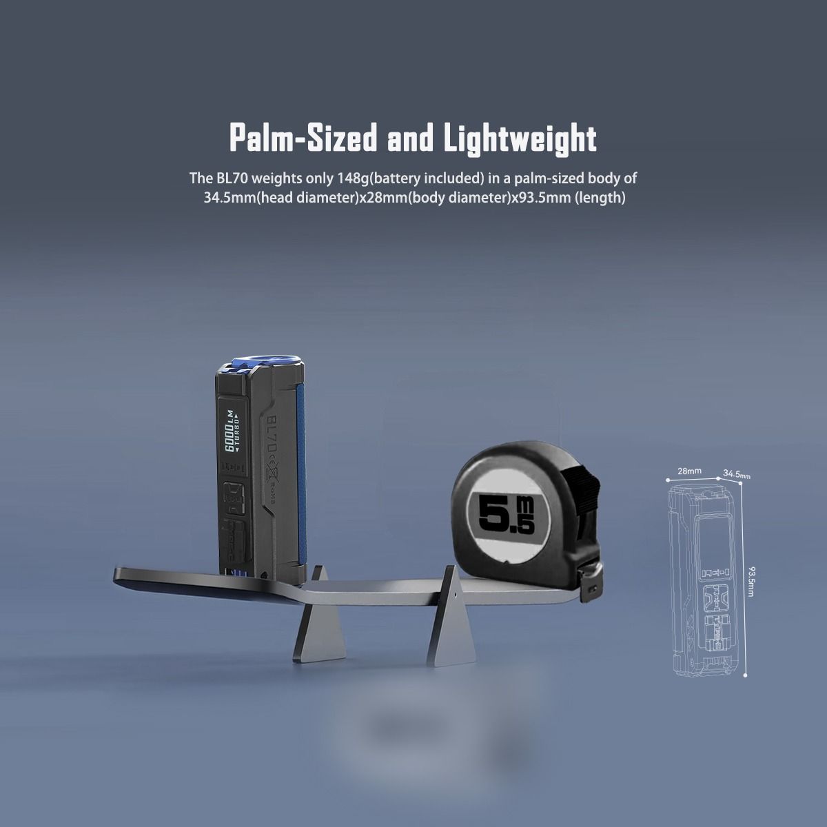 IMALENT BL70 6000 lumen Type-C oppladbar LED EDC-lommelykt
