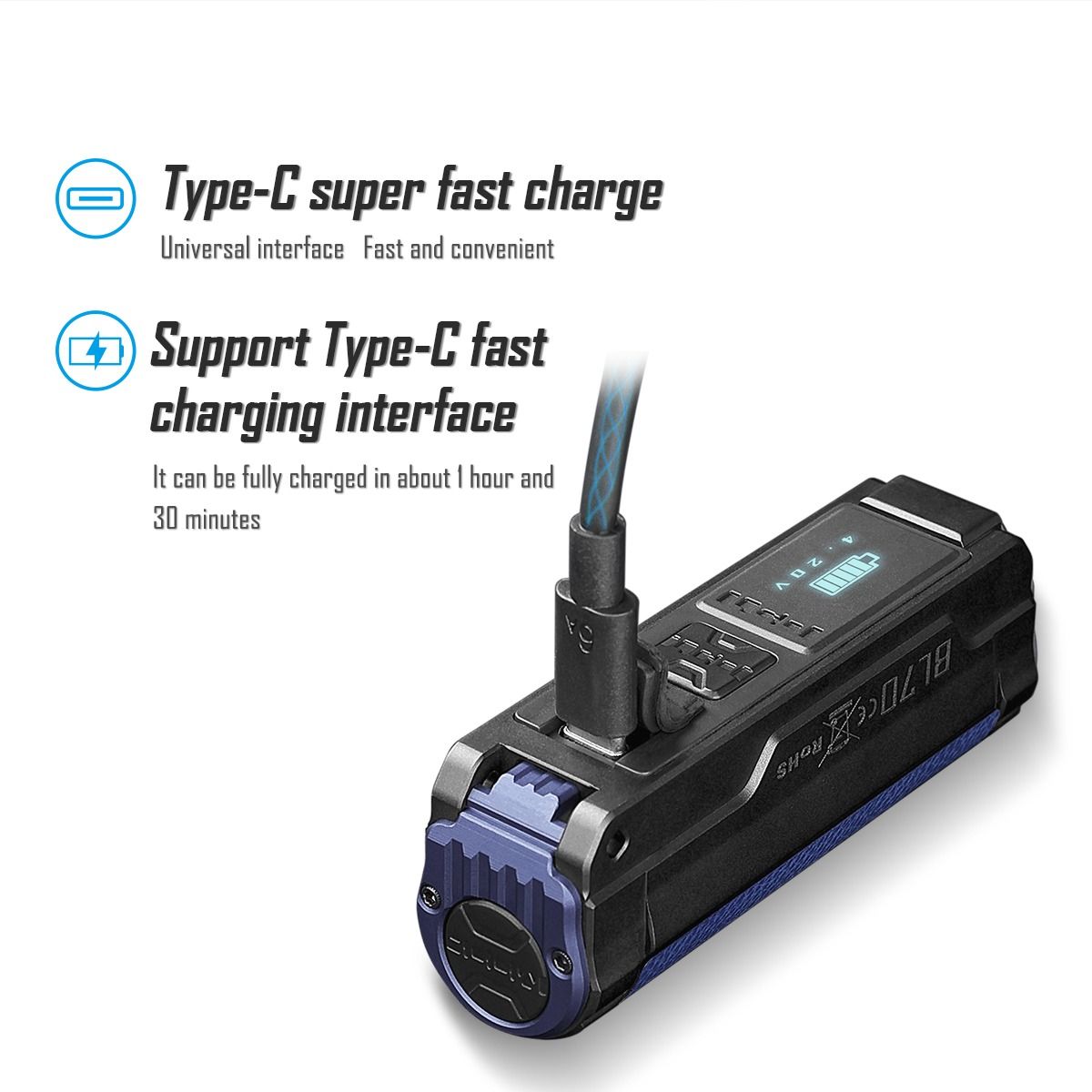 IMALENT BL70 6000 lumen Type-C oppladbar LED EDC-lommelykt