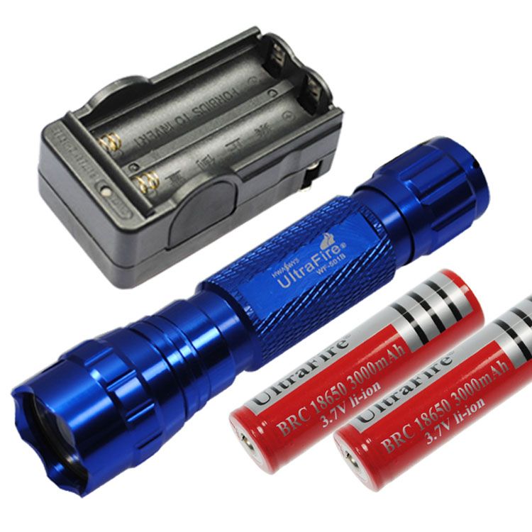Multi Farge Velg LED lommelykt 1300 LUMENS 5 Modus Ultrafire 501B robust aluminium for friluftsliv camping