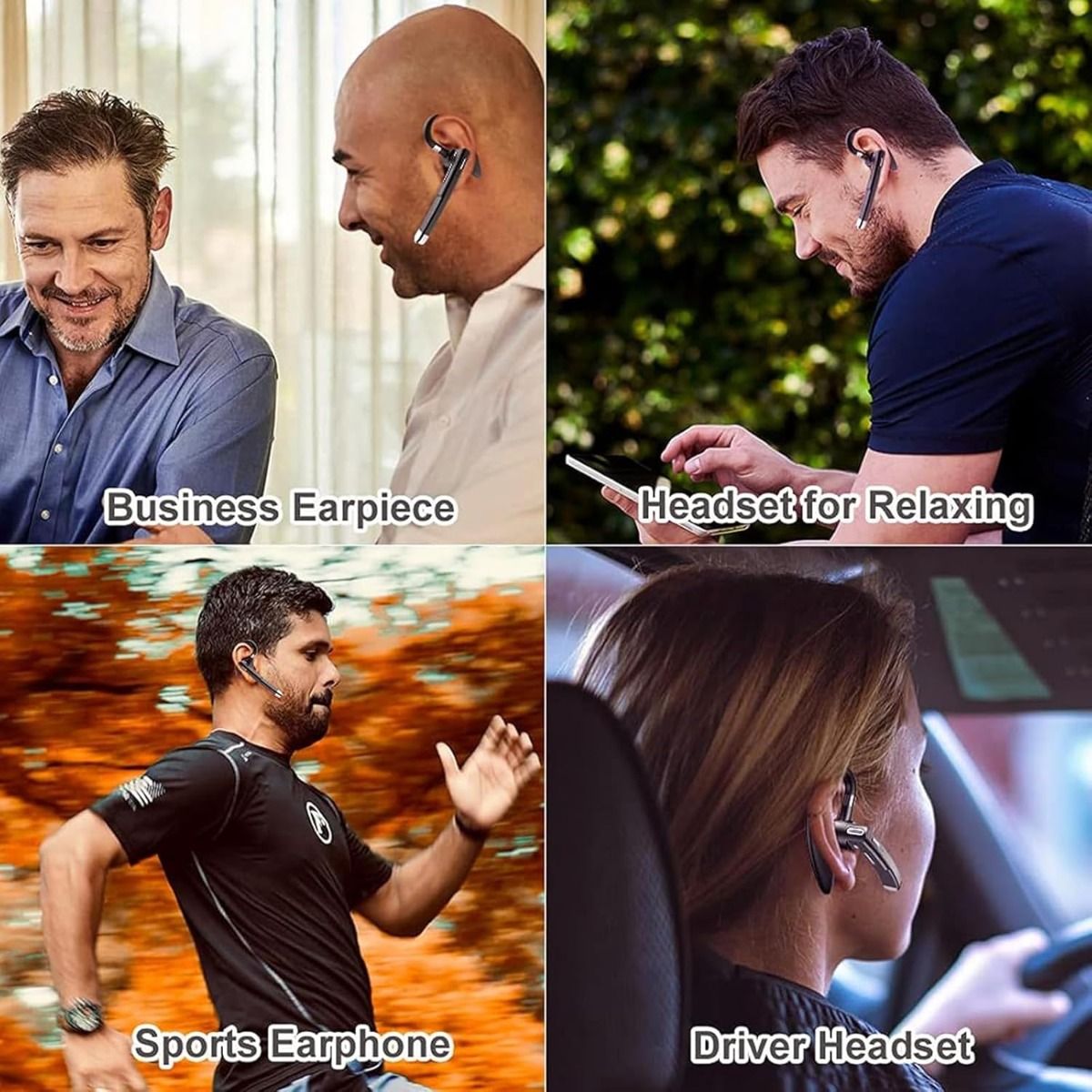 Trådløst headset for business, innebygd mikrofon, støydempende hodetelefon 5.3, håndfri sportsøretelefon