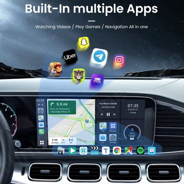 CarlinKit Smart TV-boks med Android 13 Kablet til trådløs CarPlay Ai-boks YouTube Netflix Qualcomm 8-kjerner