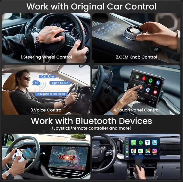 CarlinKit Smart TV-boks med Android 13 Kablet til trådløs CarPlay Ai-boks YouTube Netflix Qualcomm 8-kjerner